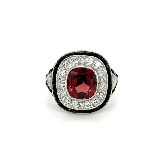 Art Deco No Heat Spinel with Diamonds and Onyx in… - image 2