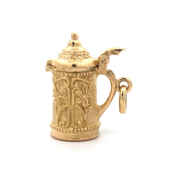 Estate Beer Stein Mug Pendant Charm in 18kt Gold