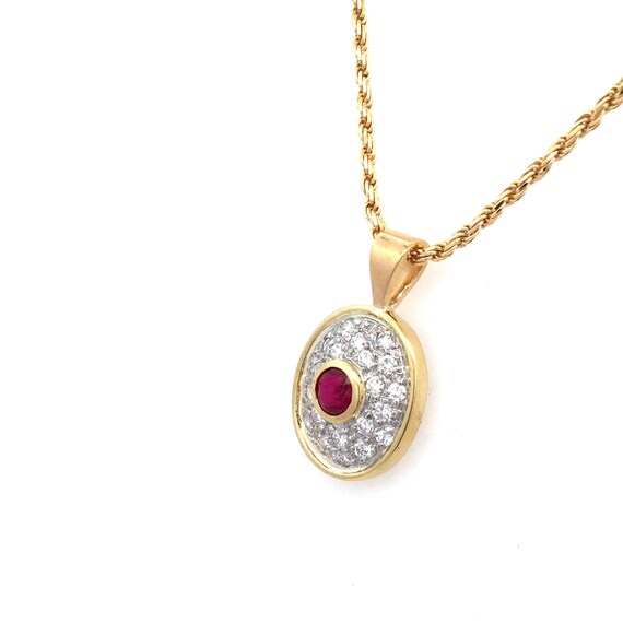 Estate Burmese Ruby and Diamond Pendant in 18kt G… - image 2