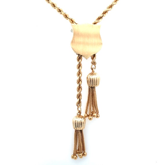 Victorian Revival Slide Tassel Necklace in 14kt G… - image 4