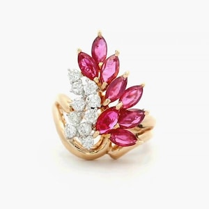 14K Yellow Gold Diamond and Ruby Ring