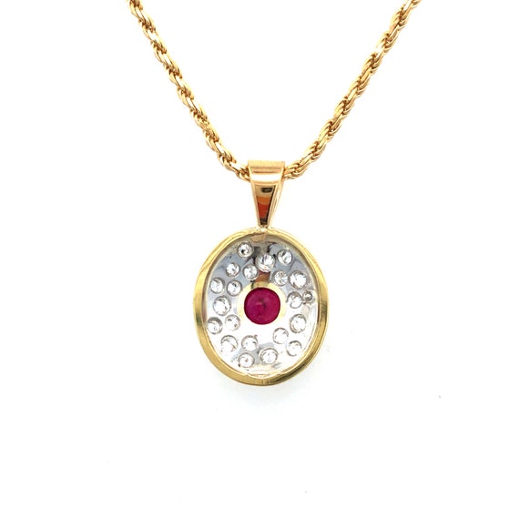 Estate Burmese Ruby and Diamond Pendant in 18kt G… - image 3