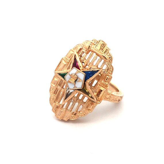 Estate Eastern Star Masonic Ring in 10kt Gold - image 2
