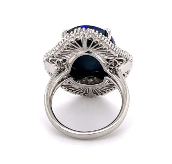 Estate Black Opal and Diamond Ballerina Ring in P… - image 4