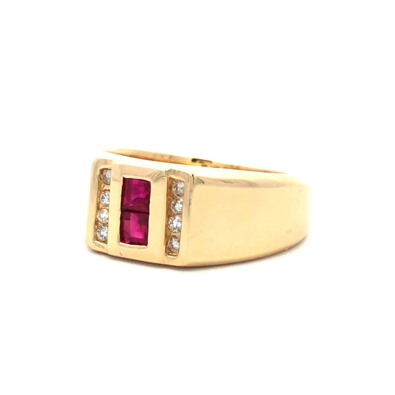 Estate Men's Ruby and Diamond Ring in 18kt Gold