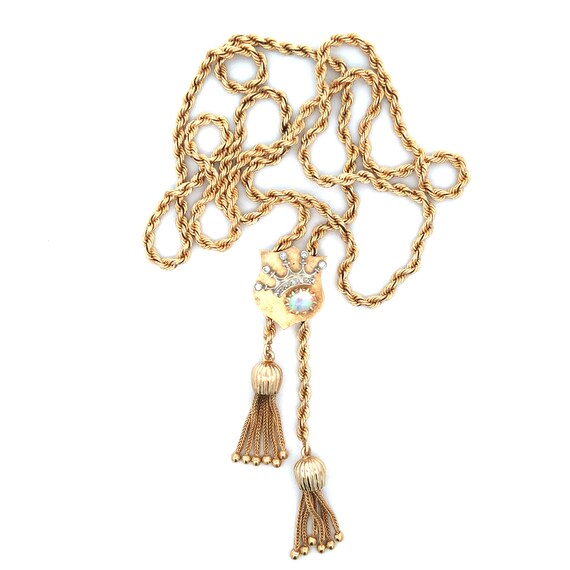 Victorian Revival Slide Tassel Necklace in 14kt G… - image 6