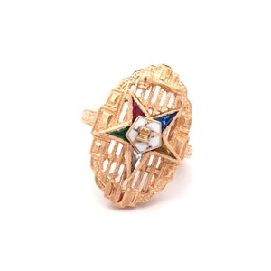 Estate Eastern Star Masonic Ring in 10kt Gold