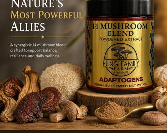 14 Mushroom Blend Powder • Organic Adaptogen Coffee & Smoothie Mix