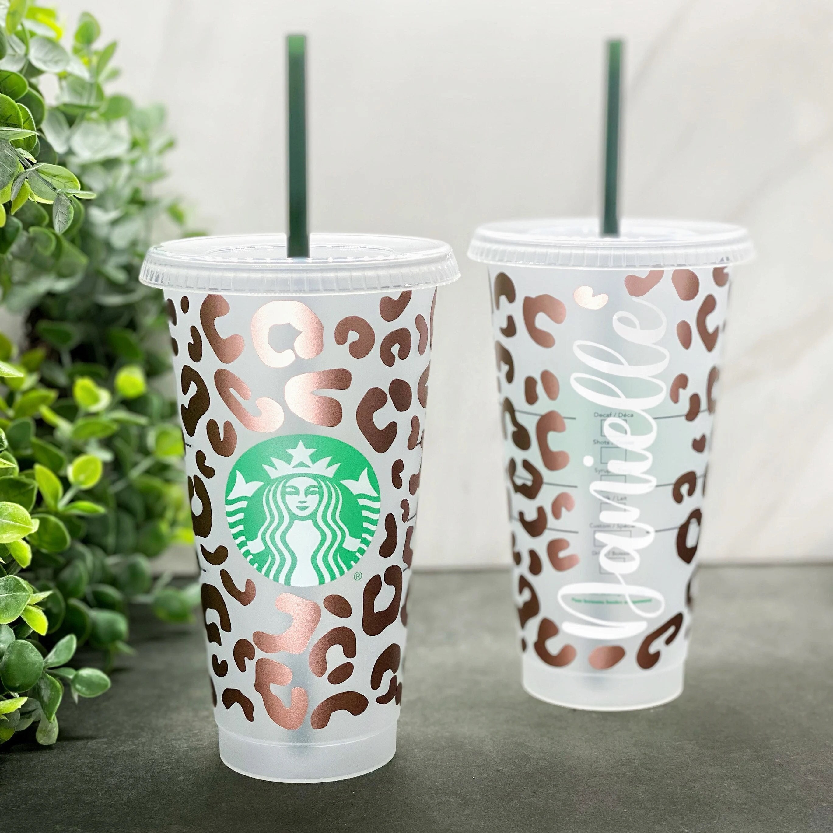 Tropical Leaves Custom Insulated Tumbler Large Iced Coffee Cup Holographic  Reusable Cold Cup BPA Free 22oz Personalized Strata 