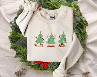 Retro Christmas Tree Sweatshirt | Christmas Gift | Festive Crewneck | Holiday Crewneck