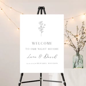 Wedding Rehearsal Dinner Welcome Sign, The Night Before Wedding Welcome Sign Template, Rehearsal Dinner Welcome Sign Printable, Custom Canva