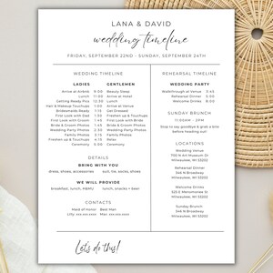 Wedding Party Timeline, Day of Wedding Itinerary, Schedule Editable Wedding Day Template, Bridal Party Schedule, Instant Download