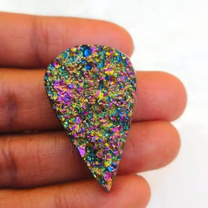 Titanium druzy doublet  gemstone, titanium gemstone,size_38x24x10 mm carat_58.15 wholesale price and extra gift.