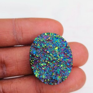 Titanium druzy doublet  gemstone,good quality,size_27x22x10 mm carat_47.40 wholesale price and extra gift.
