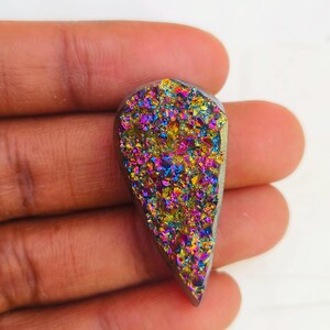 Titanium druzy doublet  gemstone,good quality,size_38x18x12 mm carat_49.40 wholesale price and extra gift.