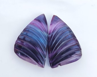 Edelstein Fluorit Paar,100% natürlich,Carbin Fluorit,gut poliert,Größe-25x16x5 mm Karat-44.80 Bester Preis.