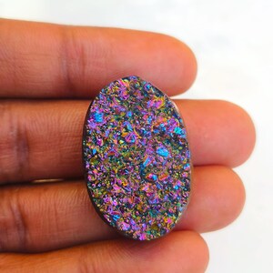Titanium druzy doublet  gemstone, titanium gemstone,size_31x21x11 mm carat_53.30 wholesale price and extra gift.