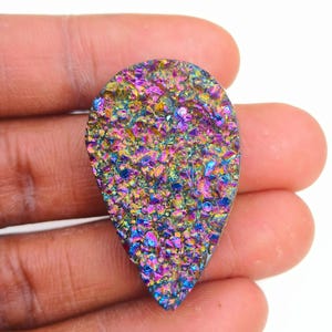 Titanium druzy doublet  gemstone,good quality,size_35x22x11 mm carat_58.75 wholesale price and extra gift.