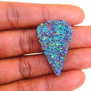 Titanium druzy doublet  gemstone,good quality,size_35x22x10 mm carat_51.20 wholesale price and extra gift.