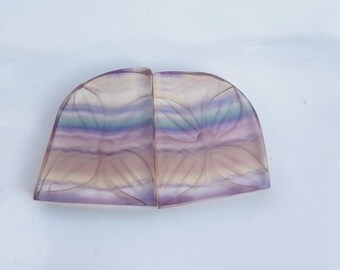 Edelstein Fluorit Paar,100% natürlich,Carbin Fluorit,gut poliert,Größe-27x27x5 mm Karat-67.90 Bester Preis.