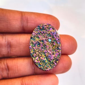 Titanium druzy doublet  gemstone, titanium gemstone,size_31x22x10 mm carat_58.65 wholesale price and extra gift.
