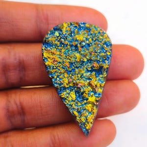 Titanium druzy doublet  gemstone, titanium gemstone,size_42x26x8 mm carat_62.20 wholesale price and extra gift.