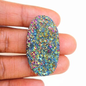 Titanium druzy doublet  gemstone, titanium gemstone,size_39x21x10 mm carat_60.90 wholesale price and extra gift.