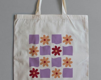 Tote Bag Aesthetic, Minimalist Tote, Affordable gift idea, Canvas Tote Bag, Eco Friendly, retro print, floral tote bag, wildflower print