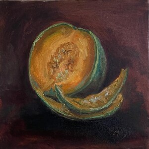Art Decor, Melon, Original Oil Painting on Canvas 30x30cm