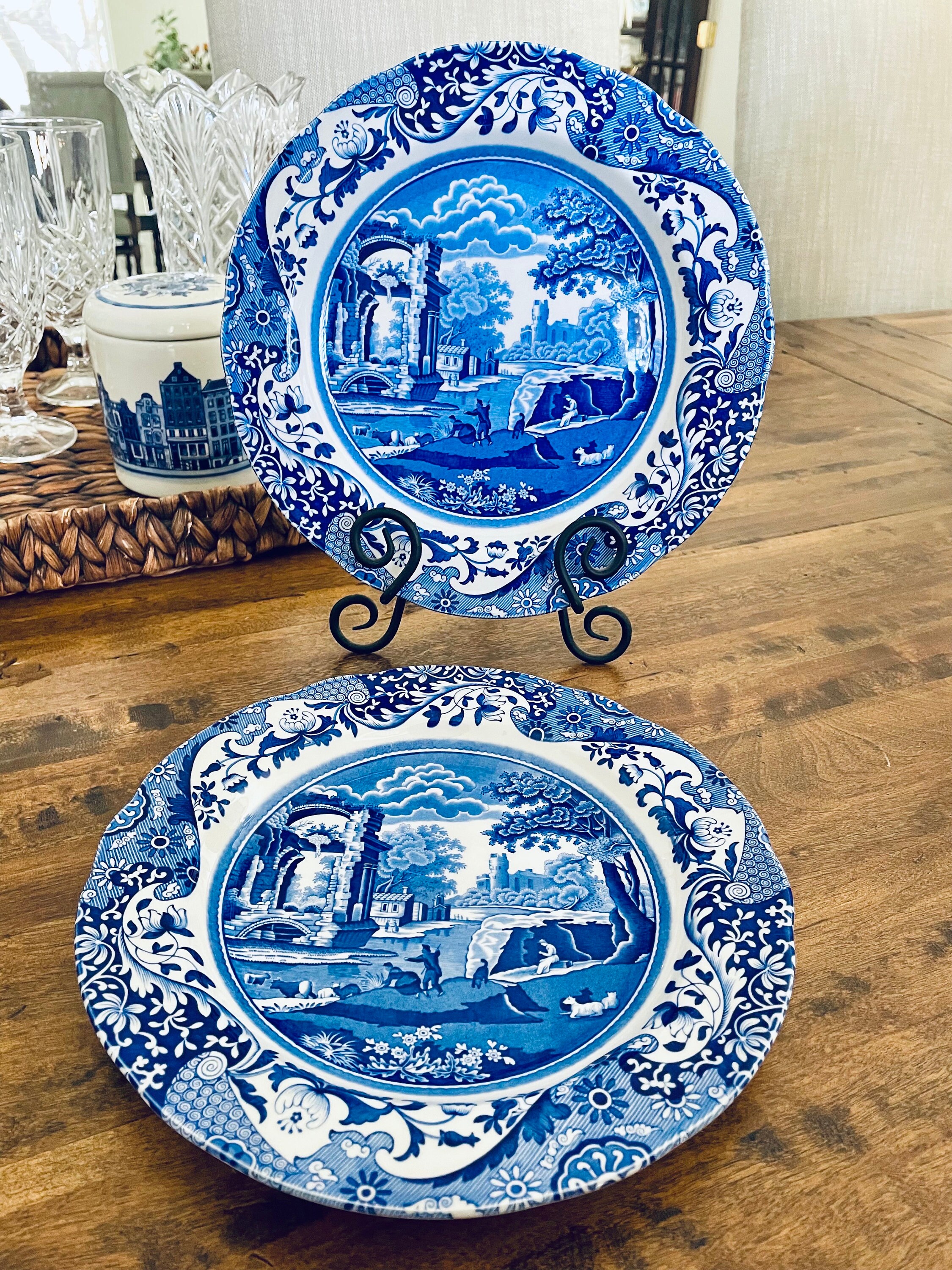 Vintage Spode Blue Italian Dinner Plates Etsy Canada