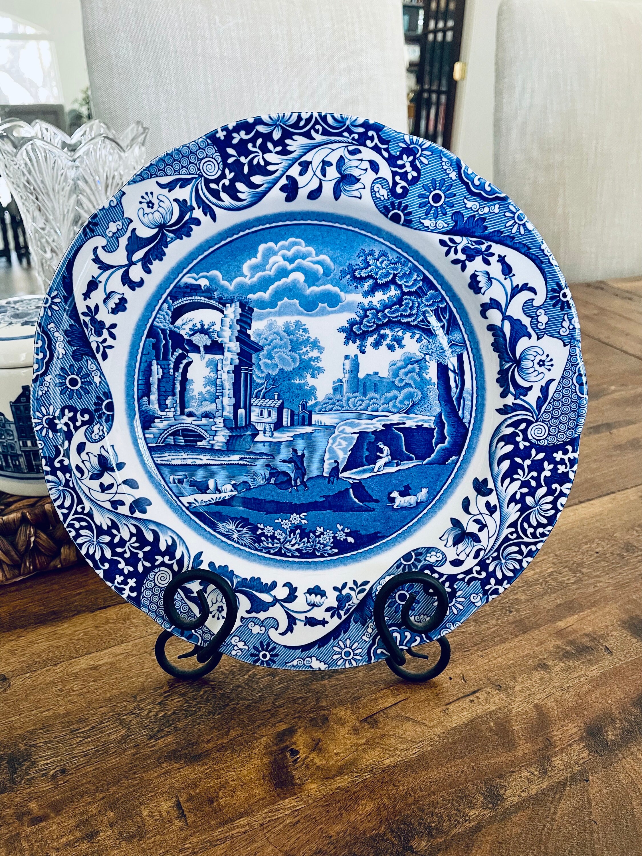 Vintage Spode Blue Italian Dinner Plates Etsy Canada