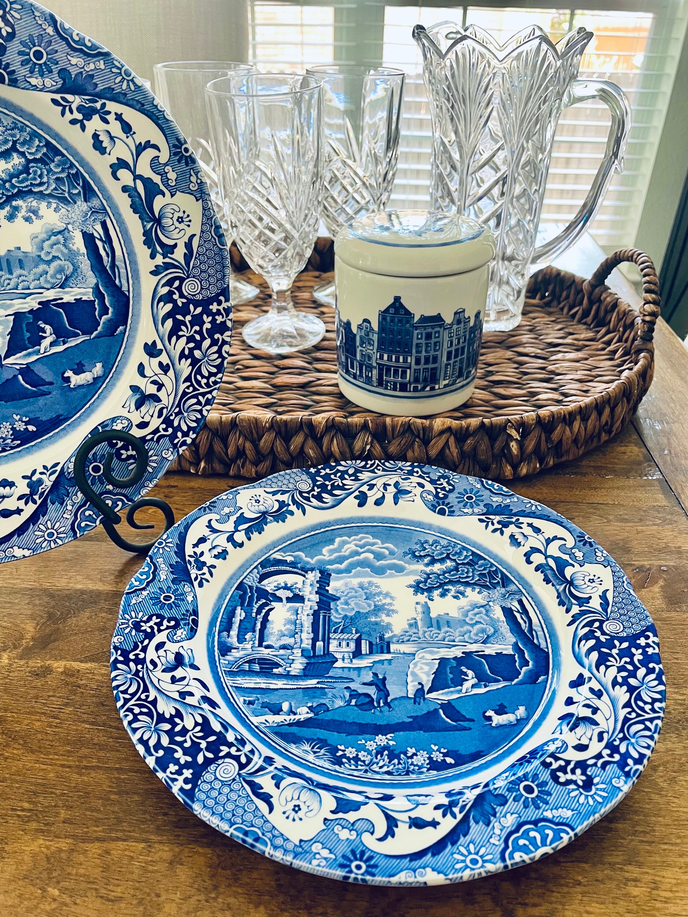 Vintage Spode Blue Italian Dinner Plates Etsy Canada