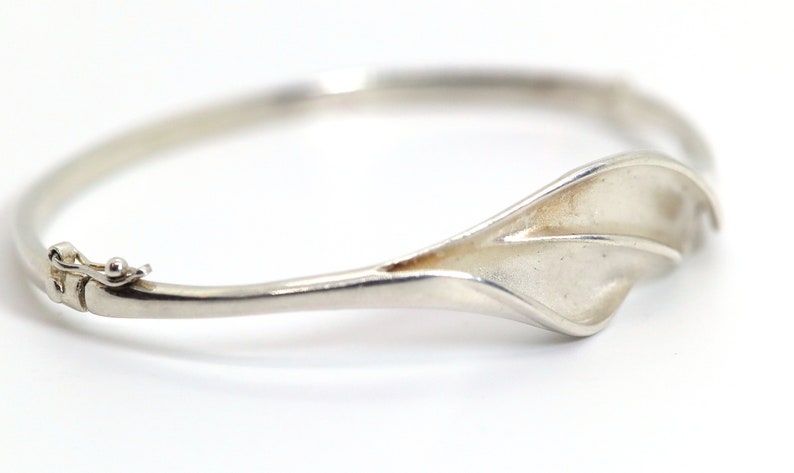 Silver bangle 925 Scandinavia design, matted & curved shape 17 cm Hermann Siersbol H.S image 5