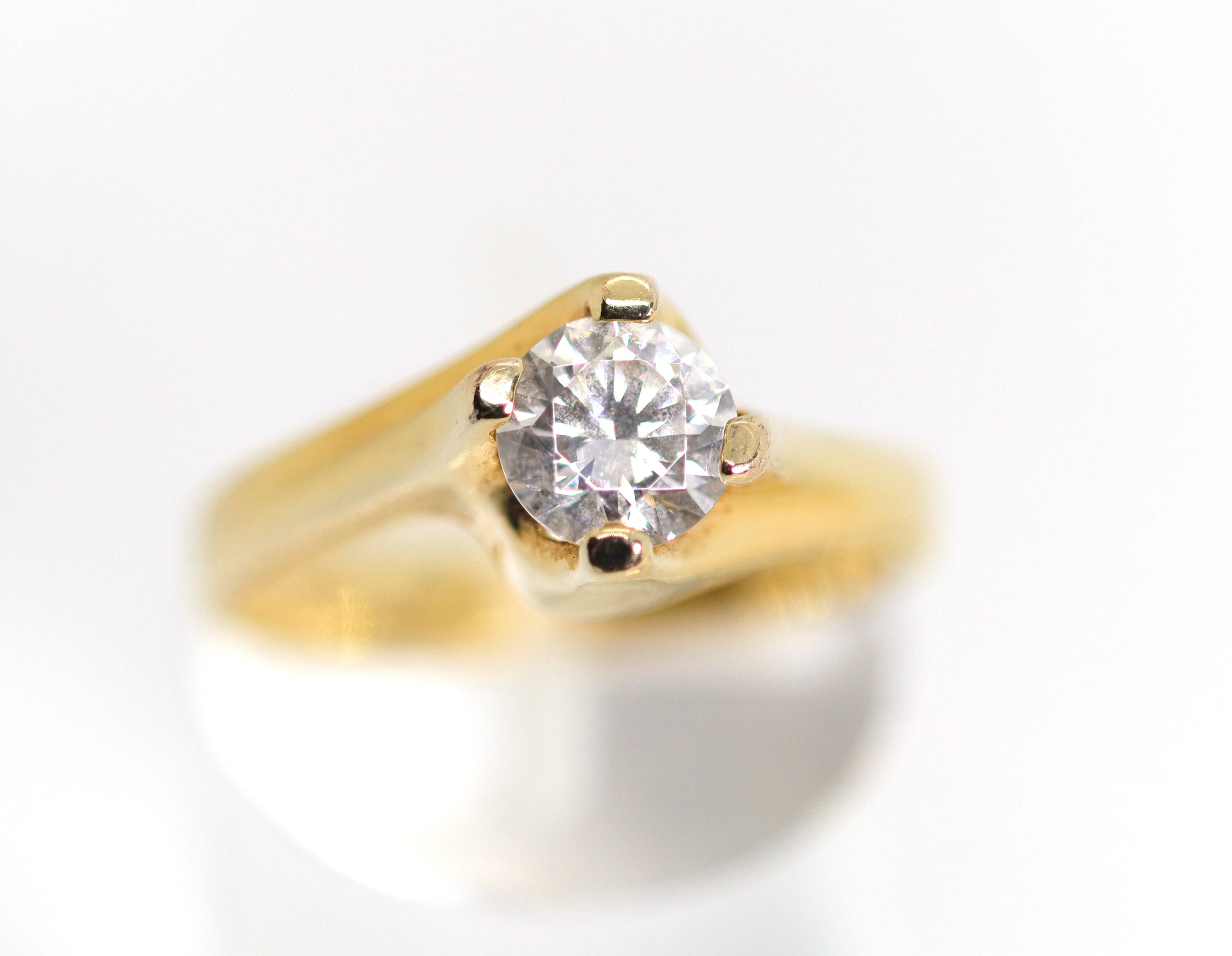 925 DQCZ Sterling Silver Ring Gold-plated Zirconia Solitaire