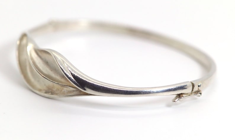 Silver bangle 925 Scandinavia design, matted & curved shape 17 cm Hermann Siersbol H.S image 4