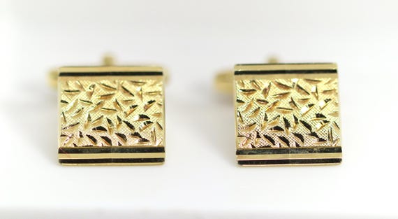 Boutons De Manchette Vintage Plaqué Or - Style Moderniste - Occasion