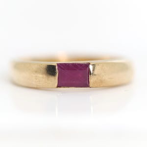 ヴィンテージ イエローゴールド ルビー レディースリング、バゲットカット、G - 333 - 8金、サイズ57