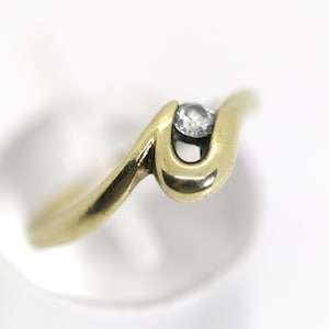 Vintage 333 / 8kt yellow gold women&#39;s ring + brilliant cut zirconia, Rg: 54
