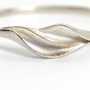 Silver bangle 925 Scandinavia design, matted & curved shape 17 cm Hermann Siersbol H.S image 6