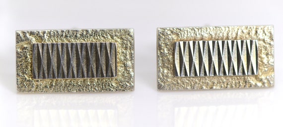 Vintage 835 silver cufflinks retro design gold-pl… - image 1