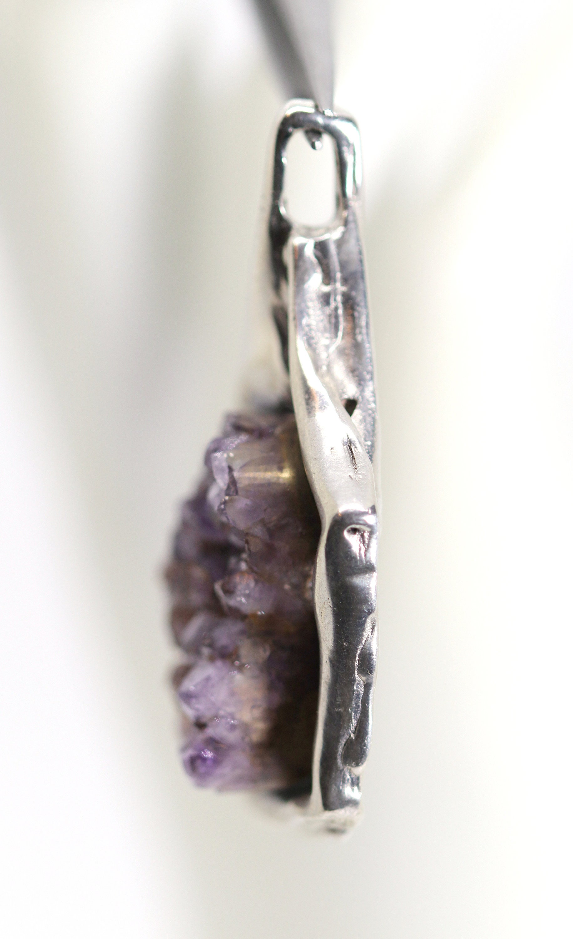 Pendentif En Argent Massif 925 Avec Améthystes - Pierre Violette Griffée - Neuf Sans Emballage