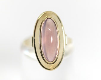 Vintage 333 / 8kt Damen Gelbgold Ring, Rosenquarz Cabochon, Rg: 52