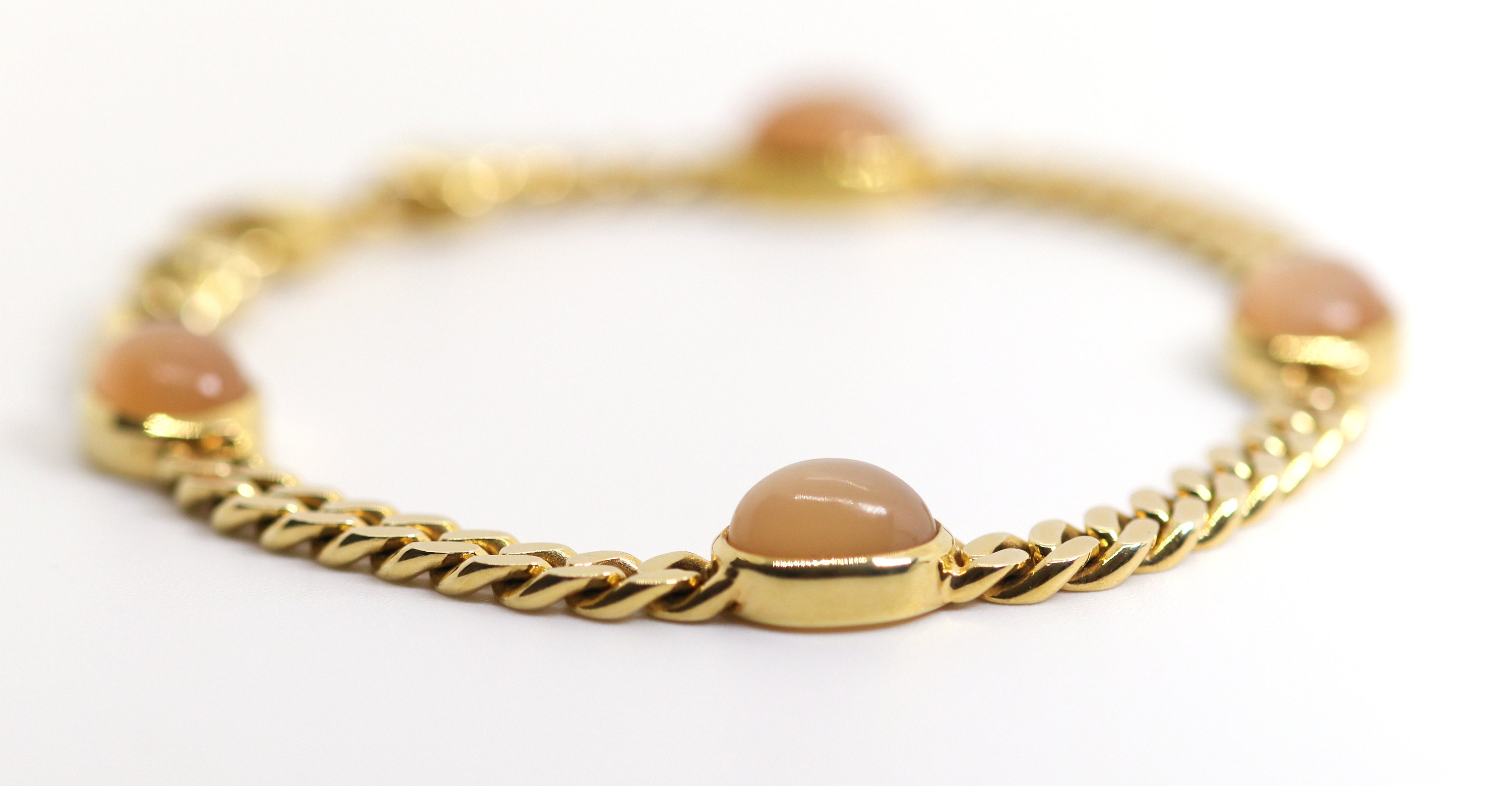 クラシック 585 / 14kt イエローゴールド リンクブレスレット + ローズ