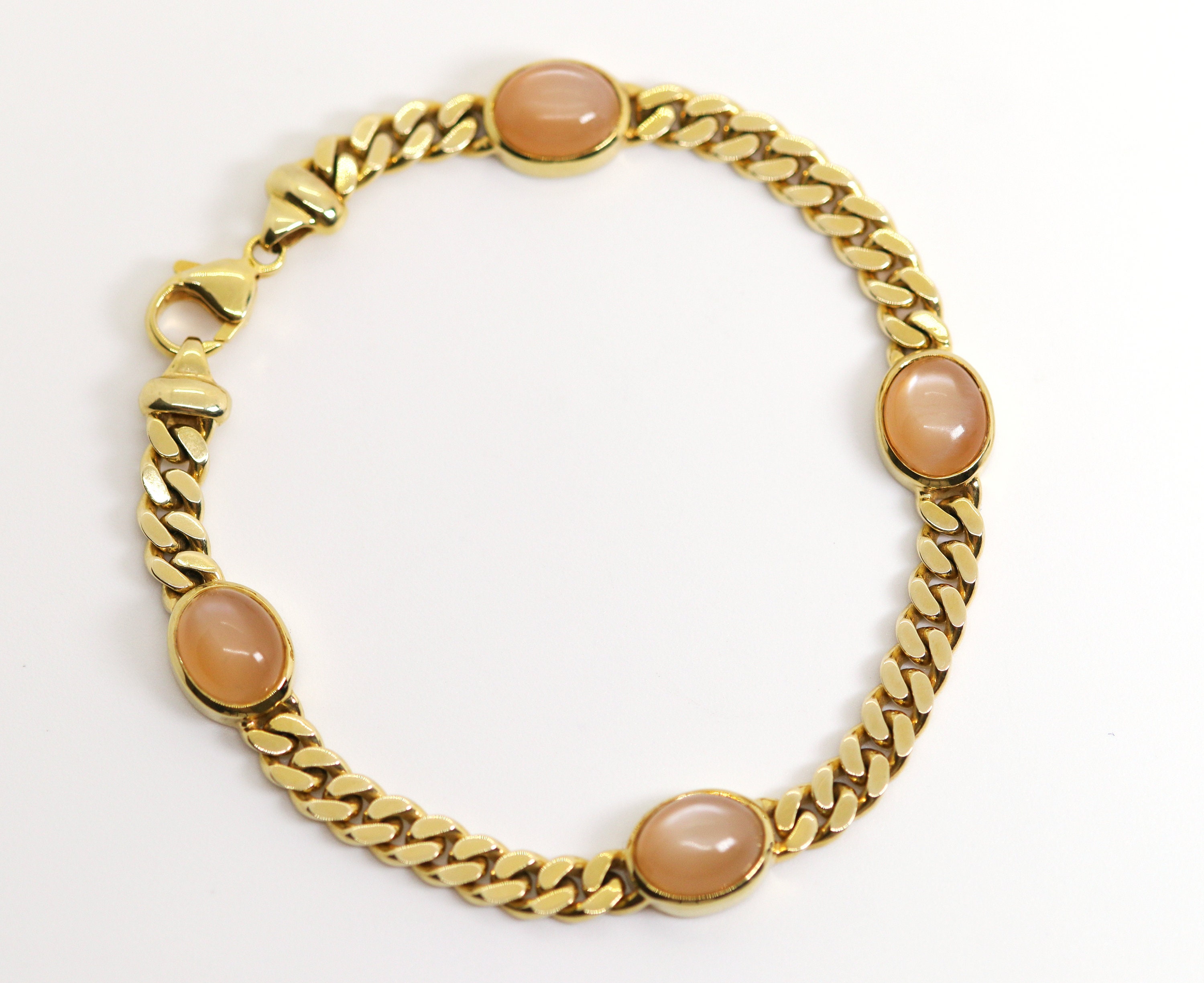 クラシック 585 / 14kt イエローゴールド リンクブレスレット + ローズ