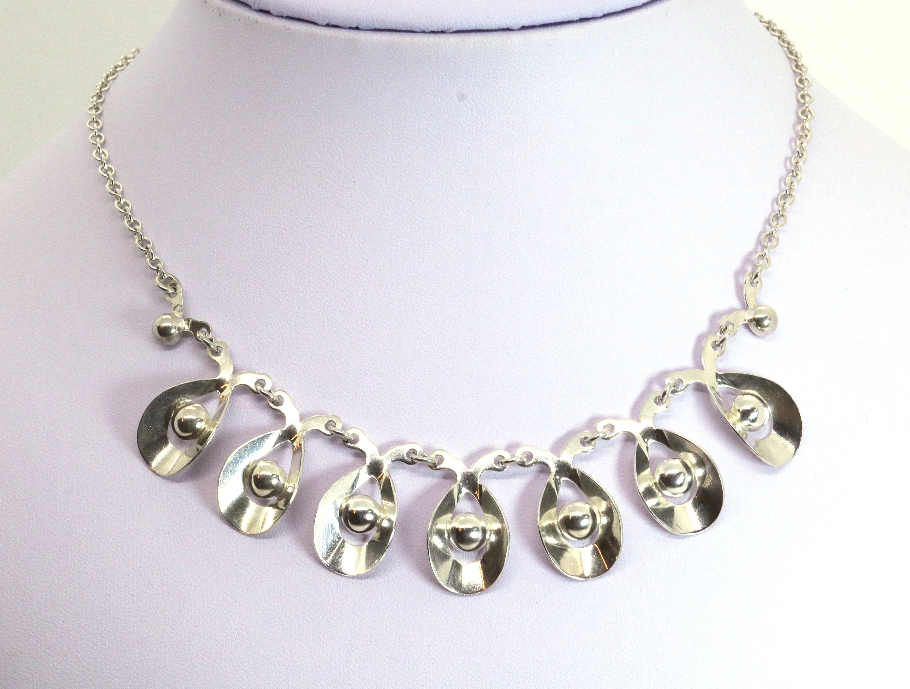 Vintage Design Hermann Siersbol Sterling Silver Denmark Necklace