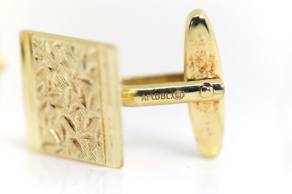 Boutons De Manchette Vintage - Plaqué Or Poinçonné - Style Moderniste - Occasion