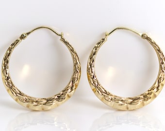 Pendientes de aro vintage 333 de oro amarillo de 8 kt para mujer, L: 2,5 cm x 2,4 cm