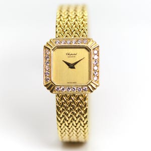 Chopard ladies' wristwatch 750 - 18kt yellow gold + diamond bezel around 1980 Vintage