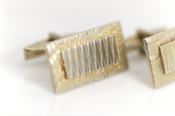 Vintage 835 silver cufflinks retro design gold-pl… - image 2