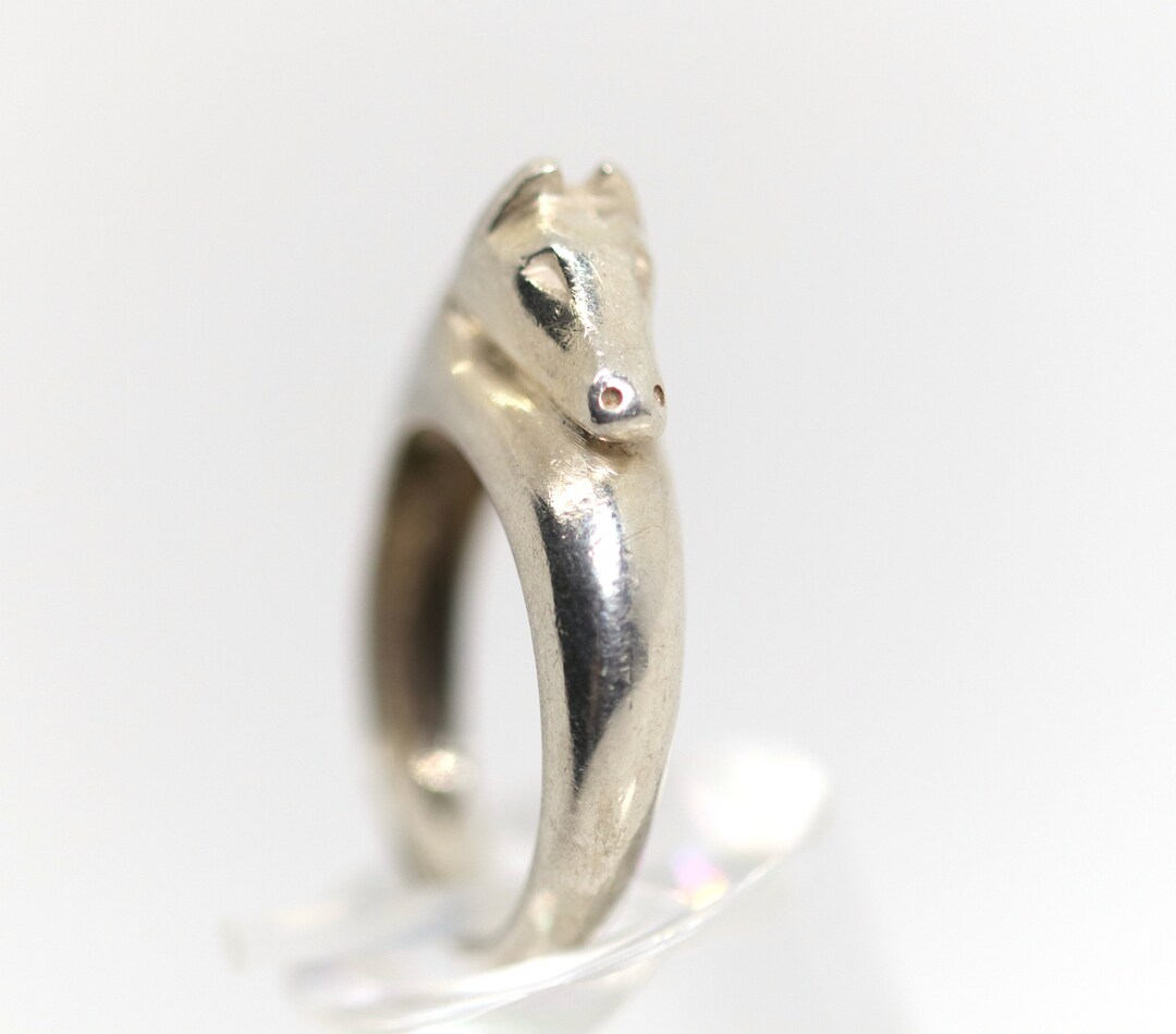 Sterling Silver Ring 925 Intertwined Animal Shape Animal Motif, Rg: 55 ...